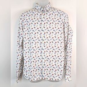 The Kooples Tattoo Edgy Birds Roses Hearts Skulls Rock Moto Button Down Shirt S